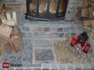 Natural Blue Pennant Stone Fireplace Surround